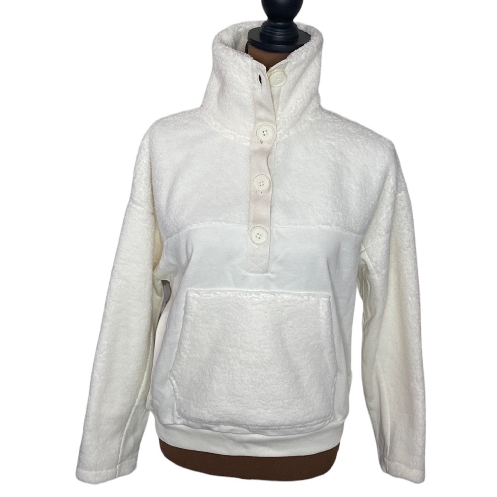 New J Crew Teddy sherpa button-front sweatshirt soft shell fleece jacket sz XXS - Picture 2 of 16